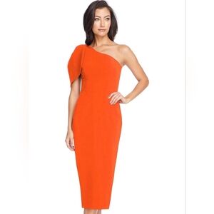 Dress the Population Women's Tiffany Asymmetrical Bow Neckline Midi Dress